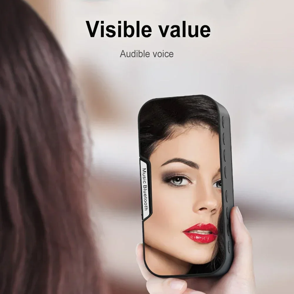 Portable Wireless Bluetooth Speaker Column Super Bass Stereo Subwoofer Handsfree Support TF AUX mirror Alarm Clock temperature 6