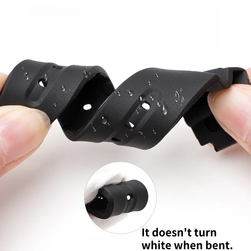 Durable & Comfortable 19mm Resin Rubber Watch Strap with Raised Ends