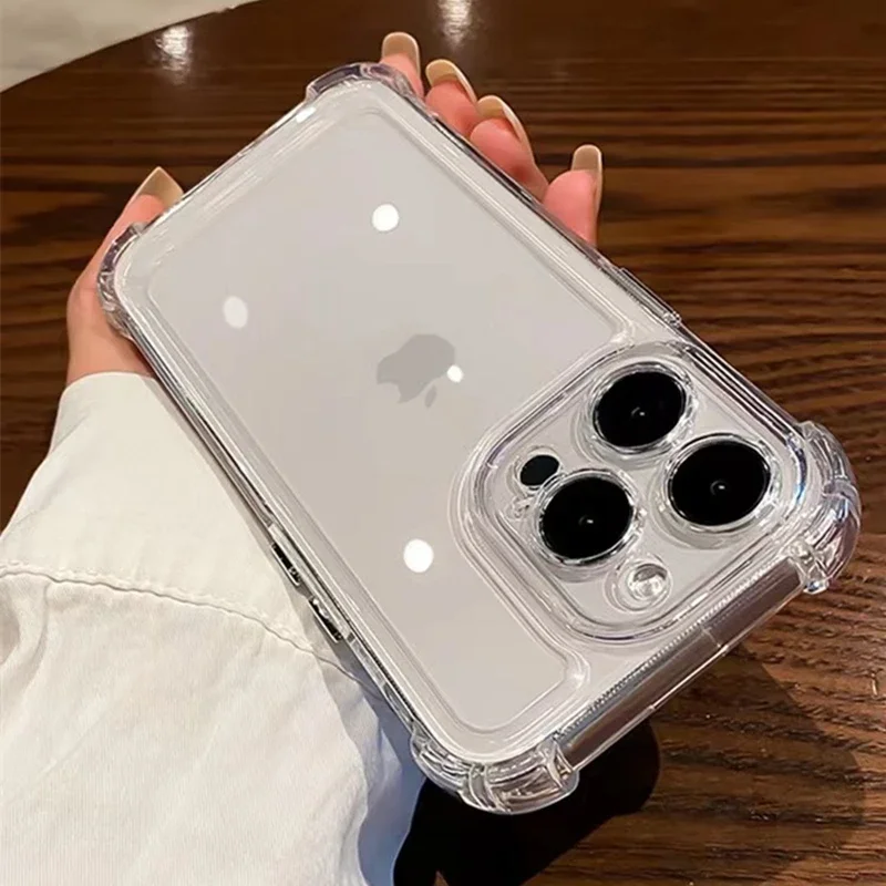 thumbnail image 1 of Luxury Shockproof Clear Phone Case For iPhone 15 14 13 12 11 Pro Max X XR XS XS Max Silicone Bumper Transparent Hard Back Cover, 1 of 4