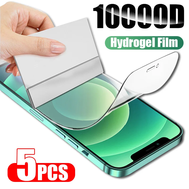 

5 шт. Гидрогелевая пленка для iPhone 14 15 13 12 11 Pro Max X XR XS Max SE 2020, Защита экрана для iPhone 13 12 Mini 14 15 Plus, пленка
