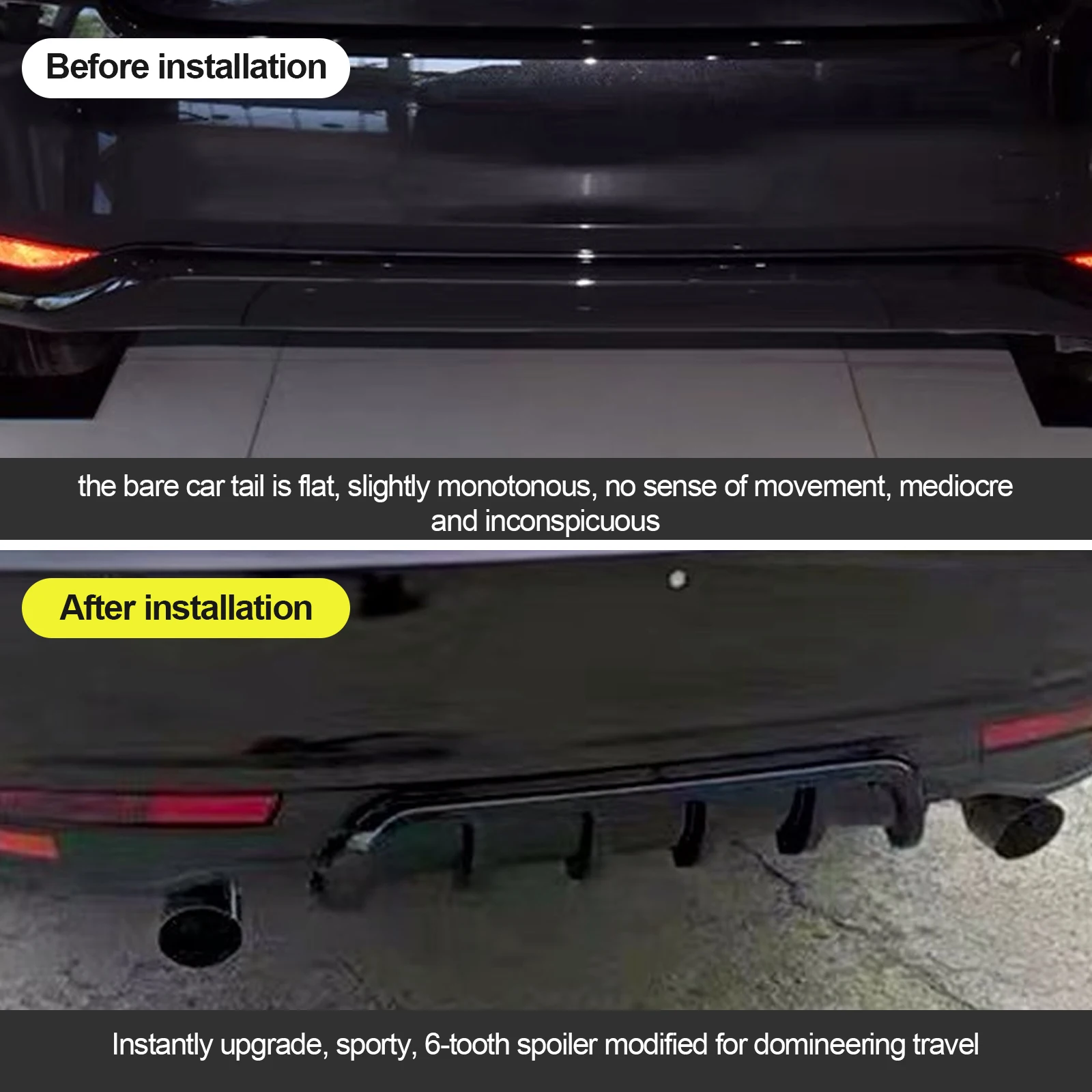 Car Bumper Spoiler Bumper Protector New Durable 25"x 5" Universal Car Kit Rear Bumper Cover Trim Shark Fin Spoiler Lip Diffuser Automoble Bumper Protector
