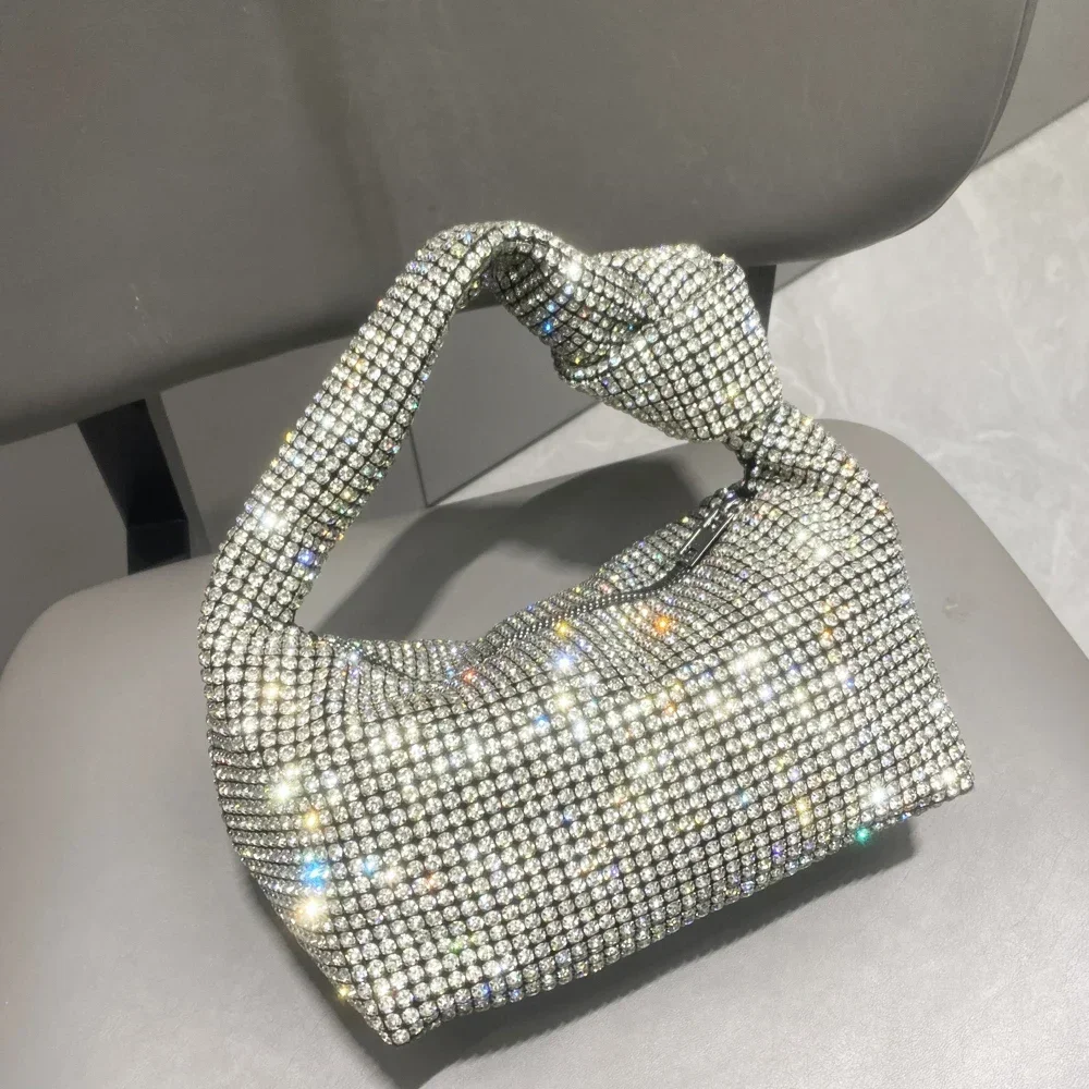 

Designer Women Luxury Bags Bag Silver Bag Banquet Purses Handle For Handle And Top Evening Crystal Handbags Rhinestones