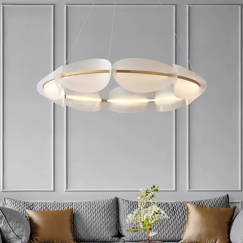 

Modern Acrylic Leaf Led Chandeliers Lighting Living Dining Room Decor Pendant Lamp Home Bedroom Kitchen Hanging Lights Luminaire