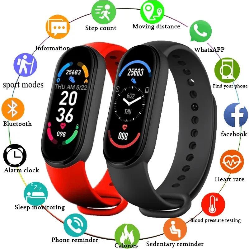 M6 Smart Bracciale Orologi Uomo Donna Smart Watch Frequenza Cardiaca Fitness Tracking Cinturino Sportivo Impermeabile Per Apple Android Kids Gift