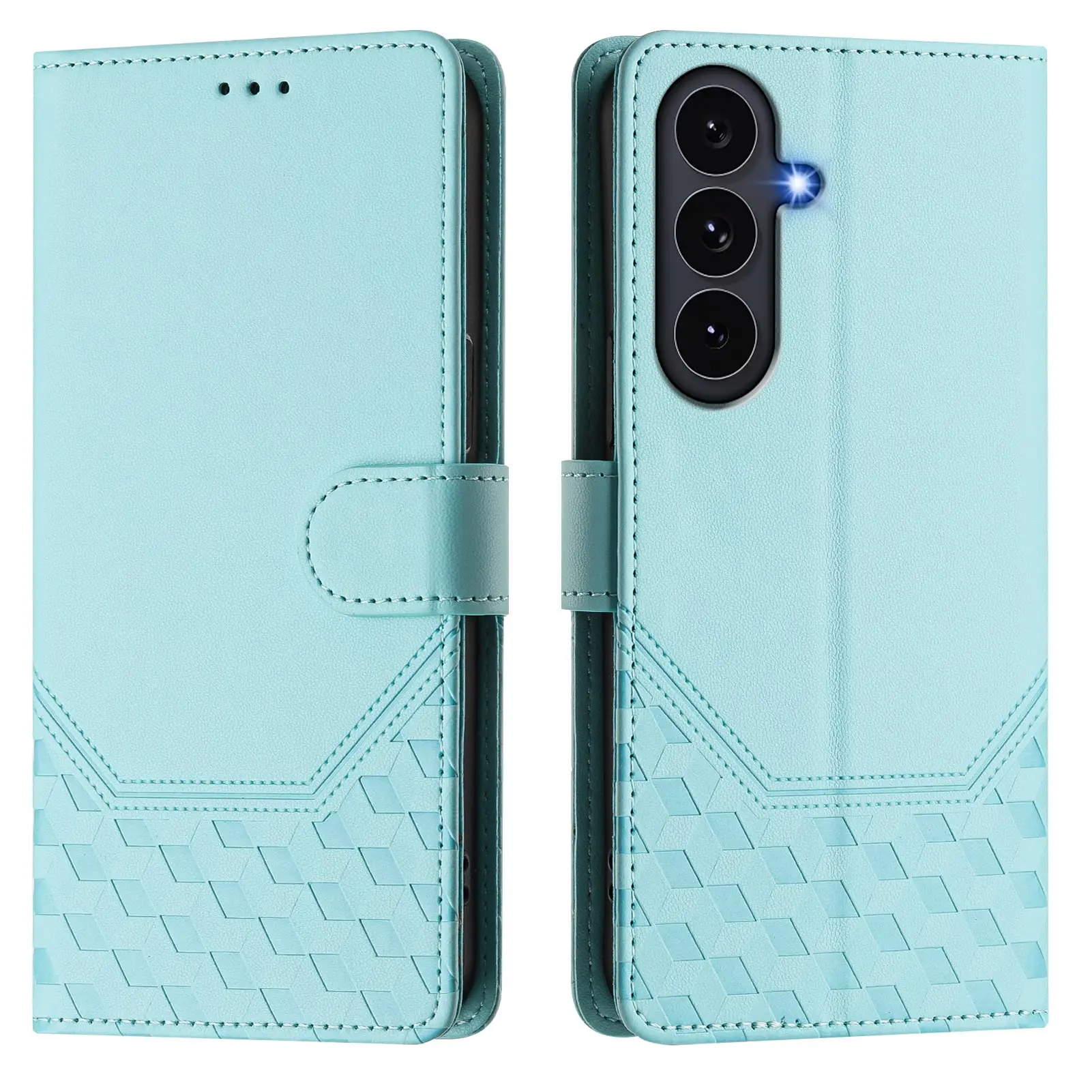 Classic Embossed Leather Flip Phone Wallet Cover