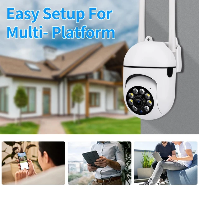 8MP Wifi IP Outdoor Wireless Security Surveillance PTZ Camera 4X Zoom Cameras AI Human Tracking Two-way Audio HD Night Color Cam 6