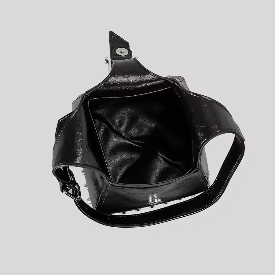 Bucket Bag For Women Luxury Designer Handbag Purse 2025 New In PU Mosaic Belt Buckle Rivet Decoration Underarm Shoulder