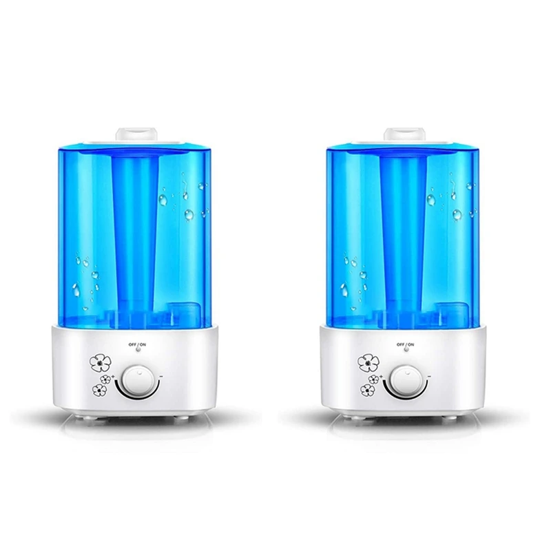 

2X Silent Cold Mist Humidifier 2 Liter Small Air Humidifier, Suitable For Bedroom/Living Room US Plug