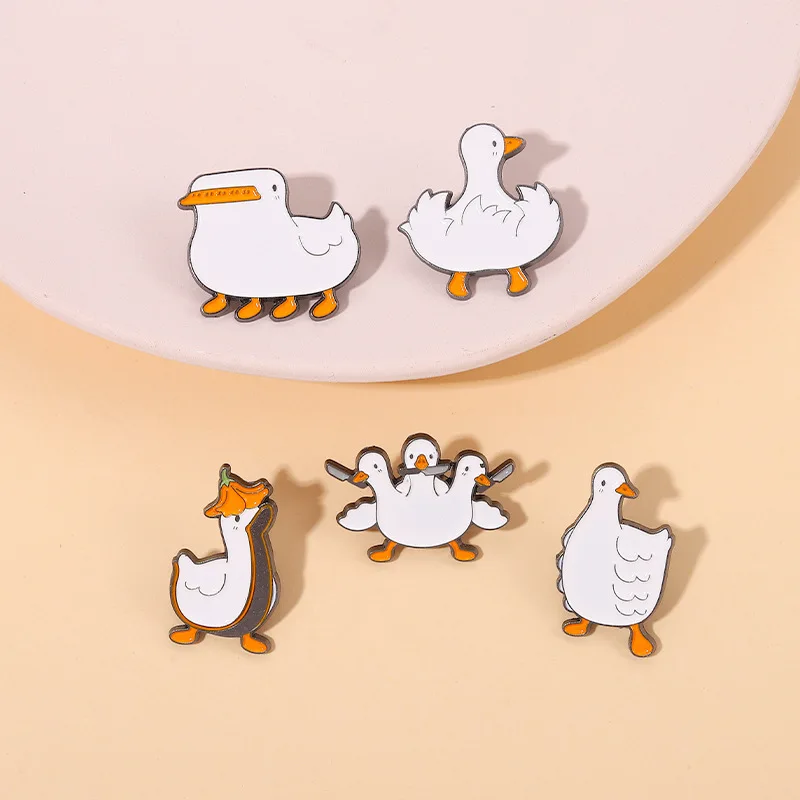 White Cute Enamel Goose Pin Duck Enamel Pin Jewelry Pins