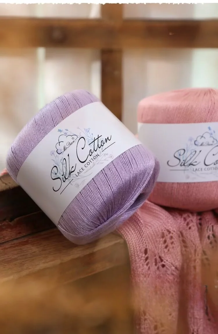 200 g feines Häkelgarn aus Seidenbaumwolle, geeignet zum Häkeln und Stricken, feines Garn zur Herstellung von Hohlpullovern, Schals, Melonenhautmützen, Schals und Mänteln, Garnknäuel, 80 % Seide, 20 % Baumwolle, 1 Beutel = 200 g = 4 Stück – Detail 14