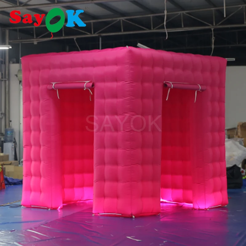 2.5mH Customized Inflatable Pink Photo Booth Portable Inflatable Photo Booth Enclosure Tent for Wedding Party Show Events