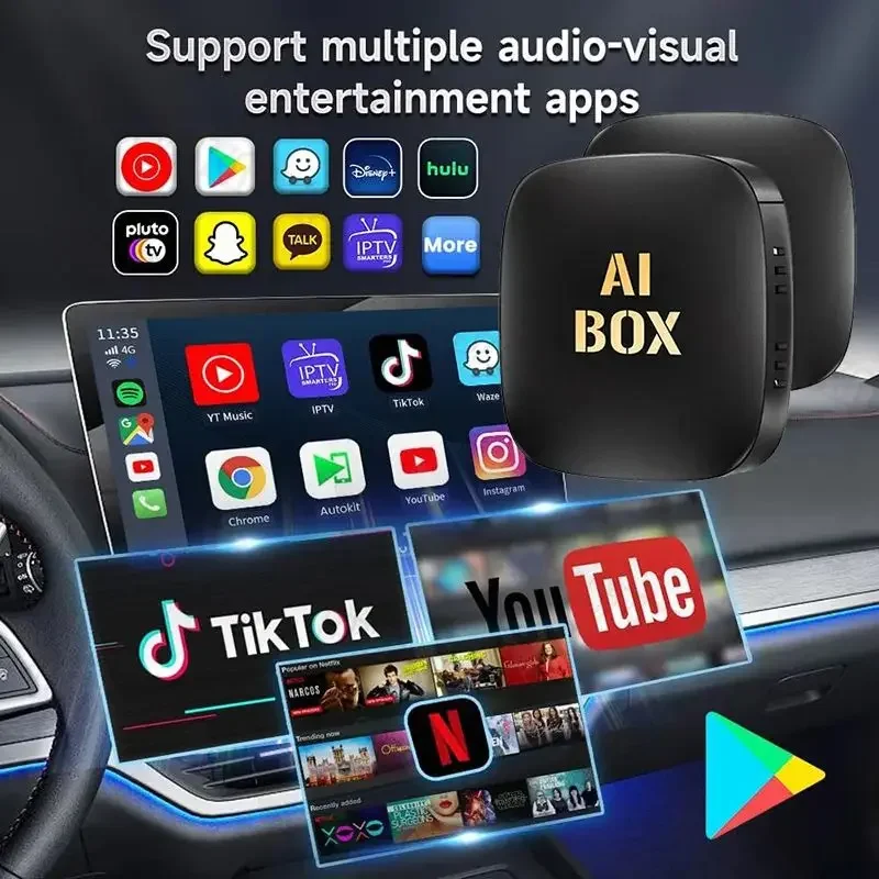 Car AI Box Android 14 Wireless Carplay Android Auto Adapter For