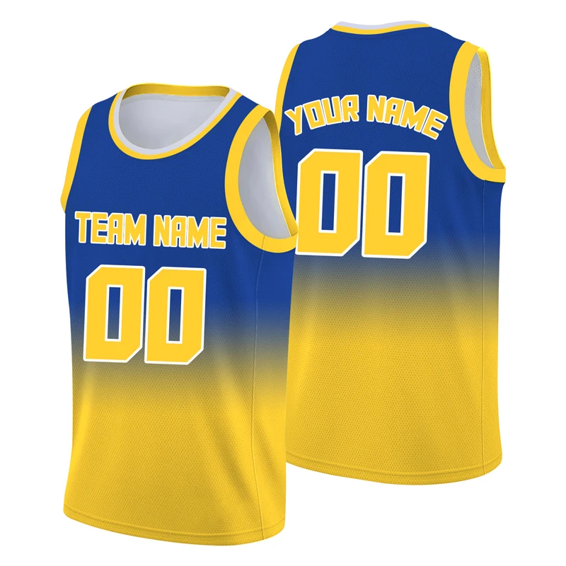 Yellow Blue Basketball Shirt  Jersey Basketball Jersey