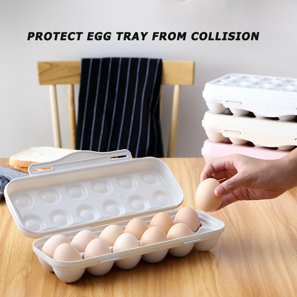 Egg Storage Box Egg Storage Container Kitchen Storage Box Food Storage Container 12 Grid Shockproof Egg Holder Portable Eggs Carrier For Refrigerator Camping Picnic Hiking Travel