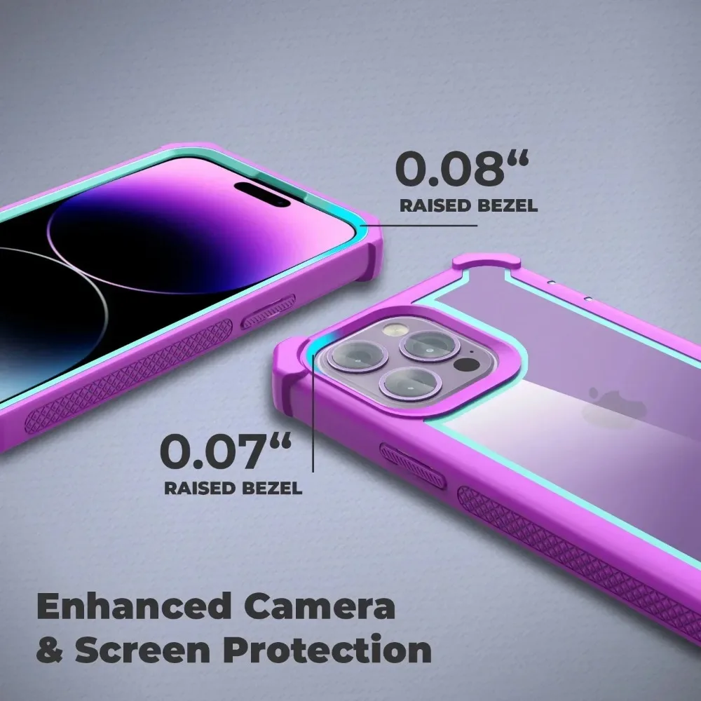 Enhanced Transparent Rugged Armor Soft Grip Protective Phone Case with Hybrid Bumper