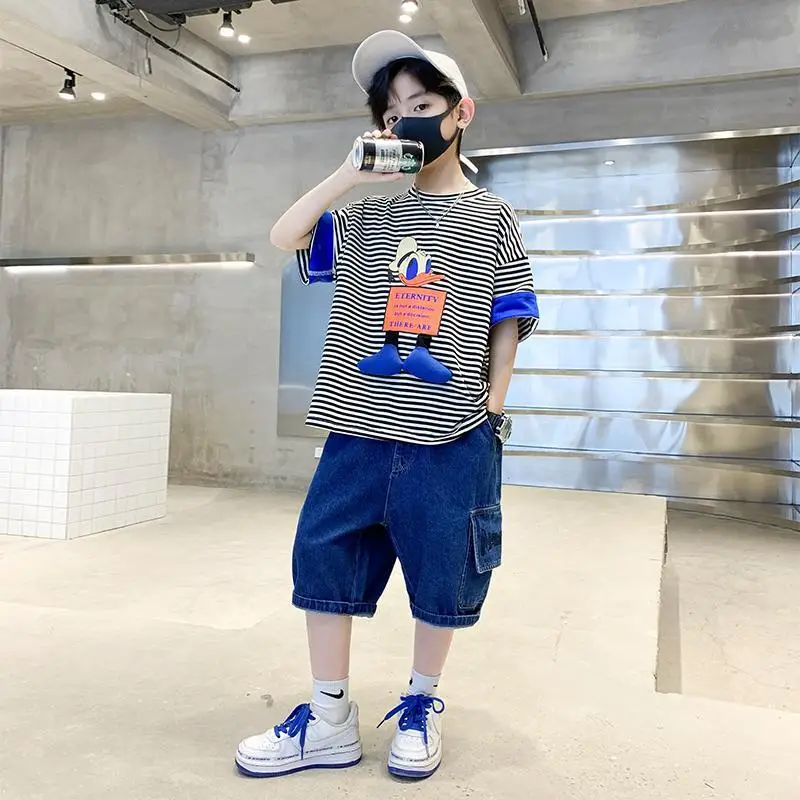 

Children's Clothing Set For Boys Short-Sleeved Neck Collar T-Shirt Shorts Set Letter Printed Boys Two-Pieces Summer Outfits