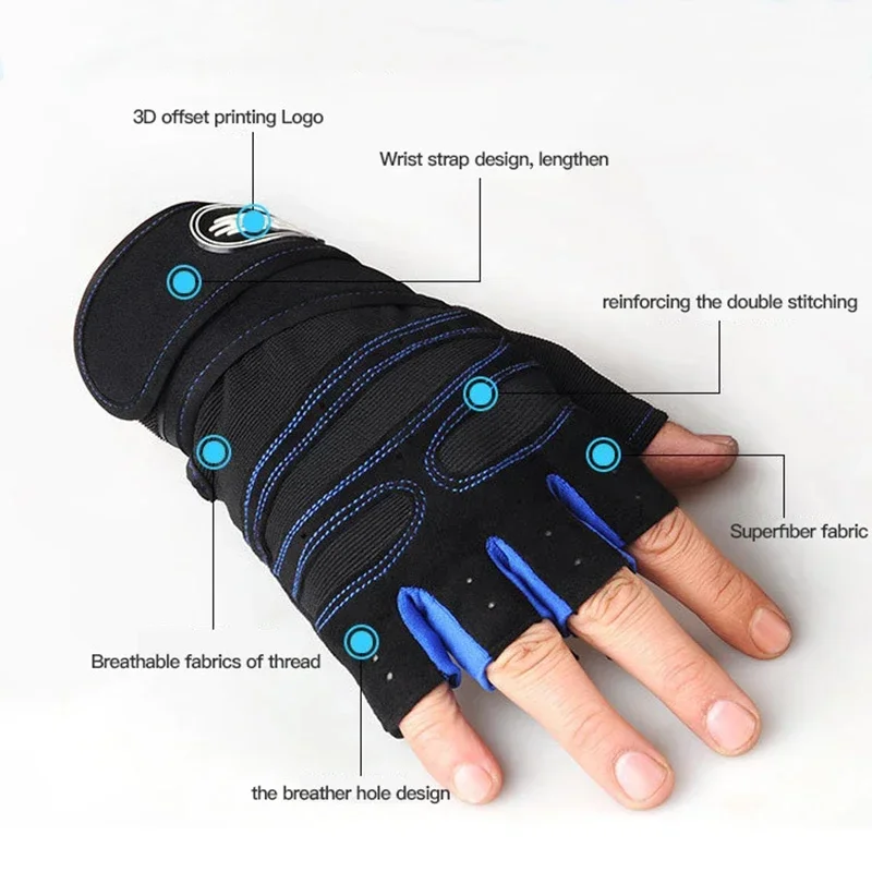 Sports Gloves Finger Gloves Fitness Half Finger Gloves Men and Women Wrist Guard Sports Dumbbell Riding Non Slip Horizontal Bar Exercise Training Hunting