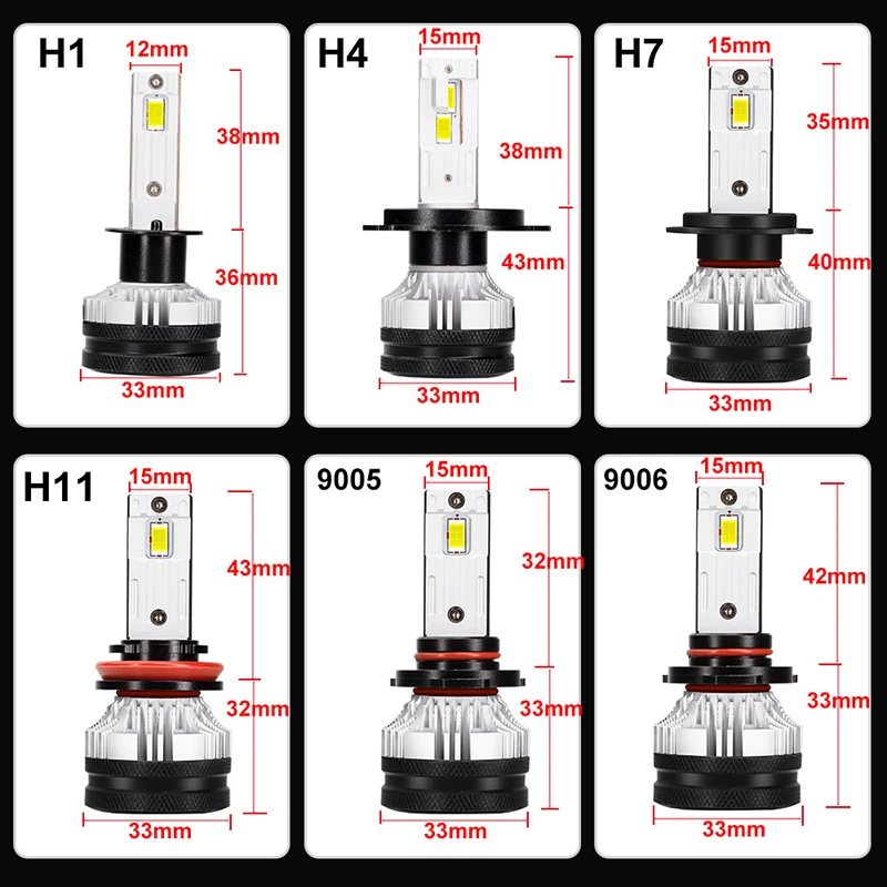 600W 400000LM H7 LED H4 Canbus H1 H8 H9 H11 HB3 HB4 Car Headlight Bulbs 9005 9006 Auto Fog Light 6000K 12V No Error