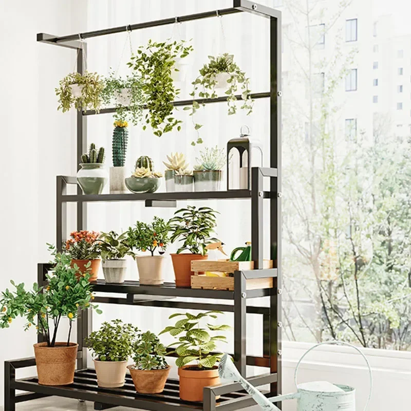 Tiered Display Plant Rack Shelf Universal Outdoor Metal Square Plant Rack Shelf Luxury Black Plantenrek Balcony Furniture plant stand