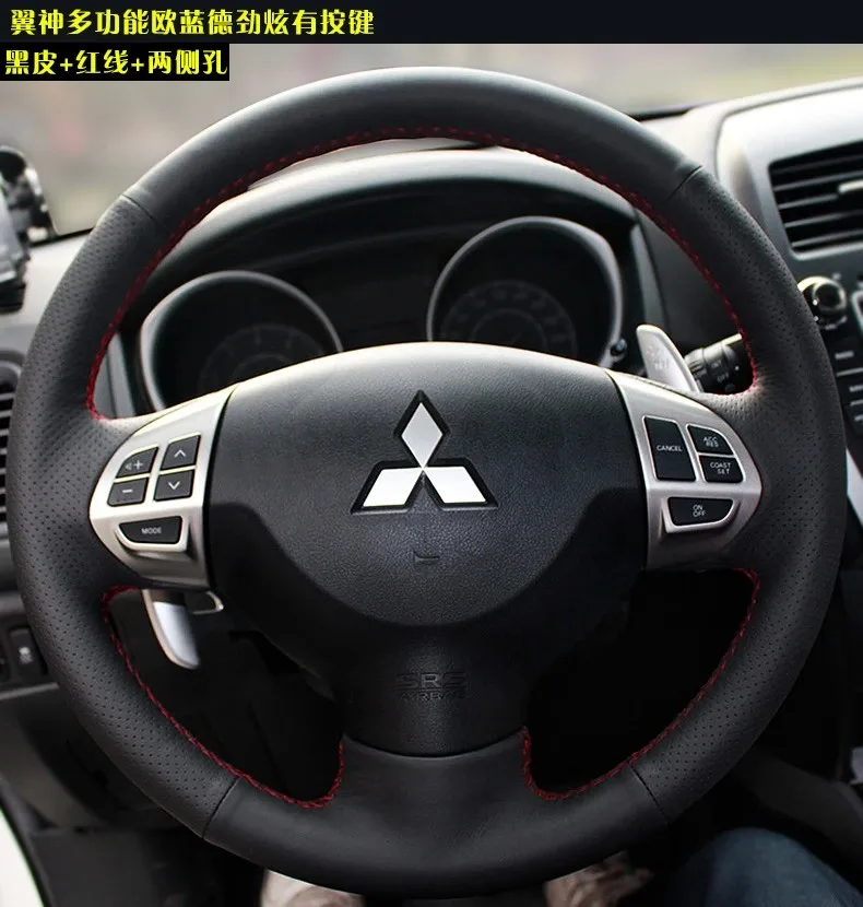 Auto Stuurhoes Voor Mitsubishi Voor Outlander 2013 2014 Voor Asx L200 2015 2016 Voor Mirage Zwart Kunstleer Auto Stuurwiel Covers Stuurhoes Auto(Blue Thread