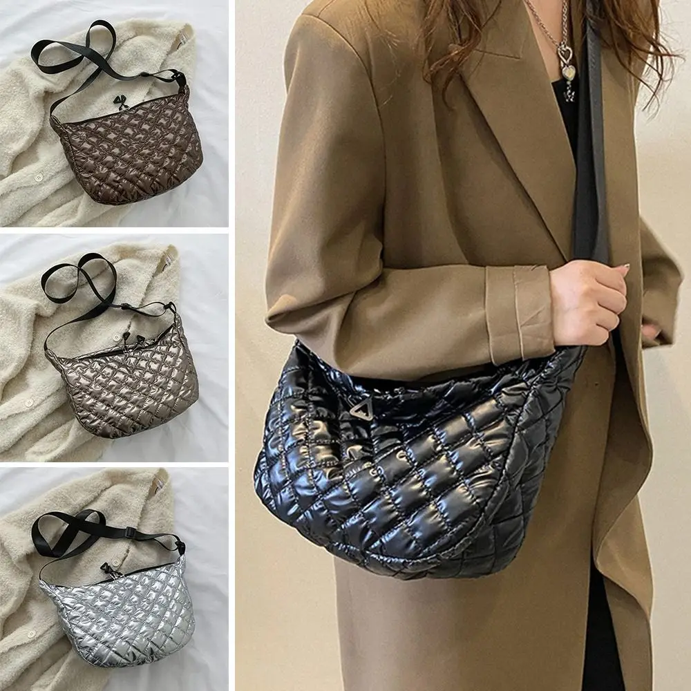 Dames Casual Onderarmtas Met Grote Capaciteit Schouder Crossbody Tassen Mode Ruimte Katoenen Gewatteerde Handtassen Donzen Katoenen Draagtassen