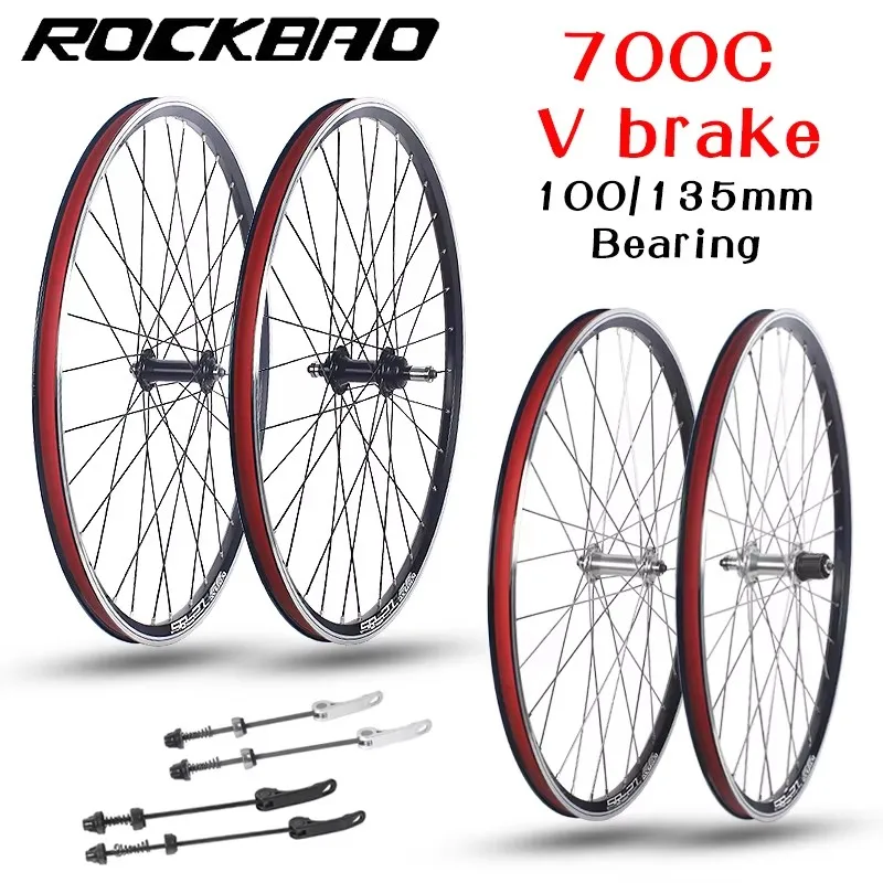Rockbao-ロードバイクホイールセット,Vブレーキ,2層,アルミニウム合金