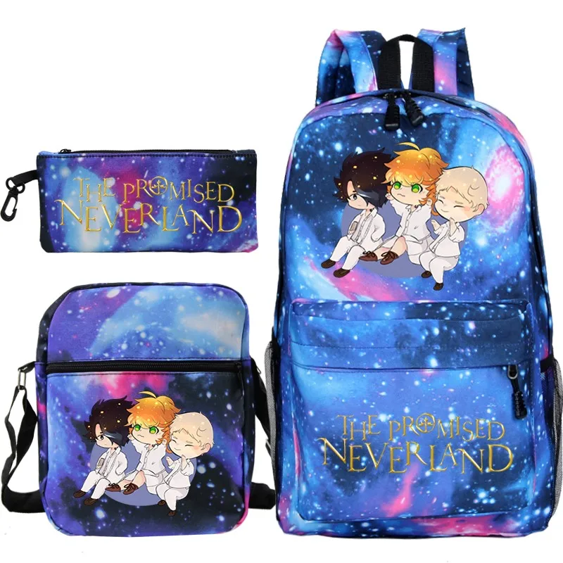 

Рюкзак-карандаш с рисунком обещал Neverland, сумка на плечо, комплект из 3 предметов, сумка для учебников для мальчиков и девочек, рюкзак с рисунком аниме, сумка для ноутбука, рюкзак