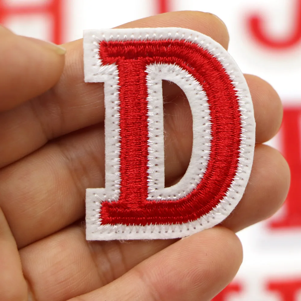1PC Eisen auf Patches Nähen auf Applique Patches Rot Brief Alphabet Bestickte Patches Diy Custom Name Abzeichen Decor Reparatur patcch – Detail 10