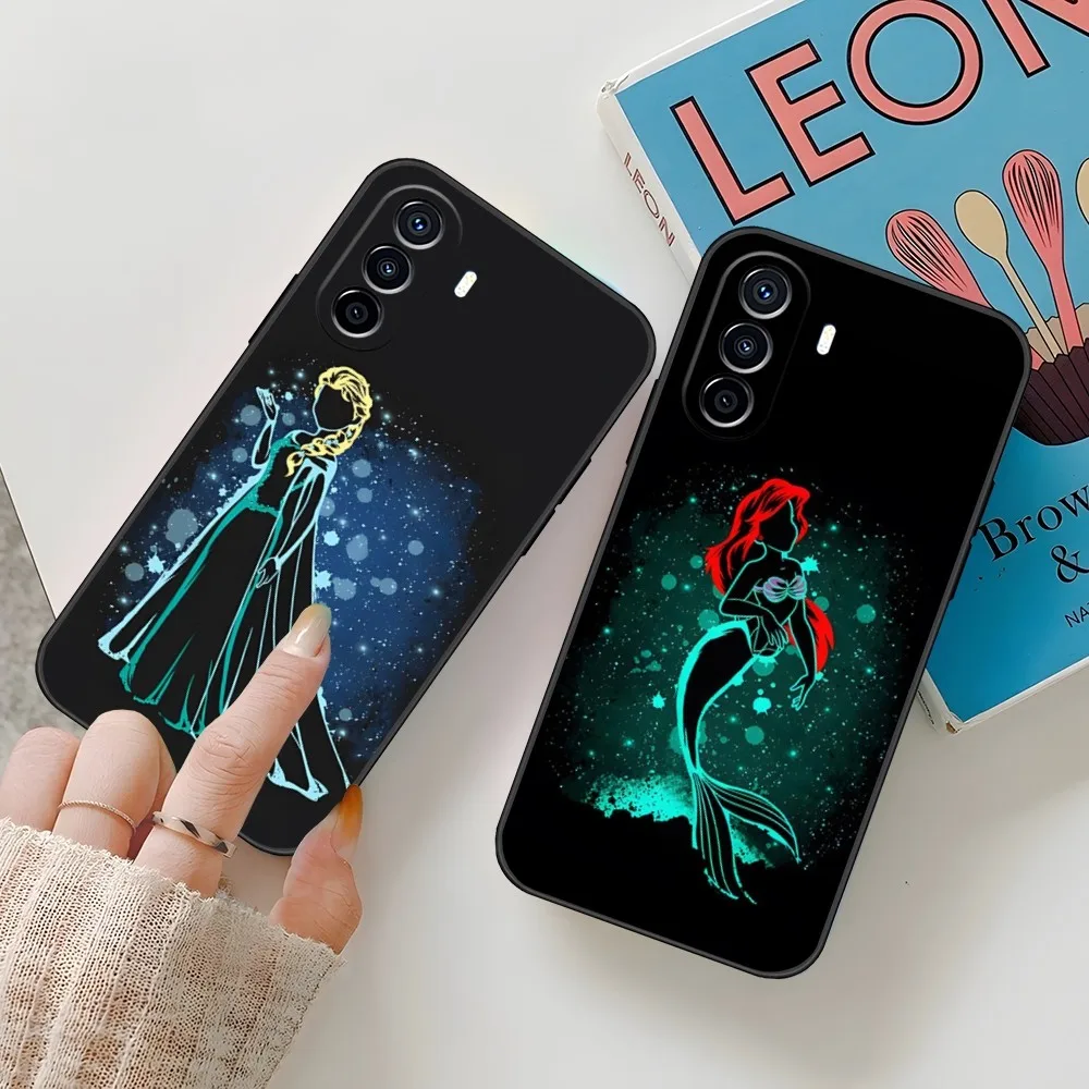 Custodia Per Telefono Disney Elsa Ariel Princess Per Huawei P30 P50 P40 P10 P20 Lite Mate 40 Pro Plus Smart Z 6 7 9 Cover Posteriore