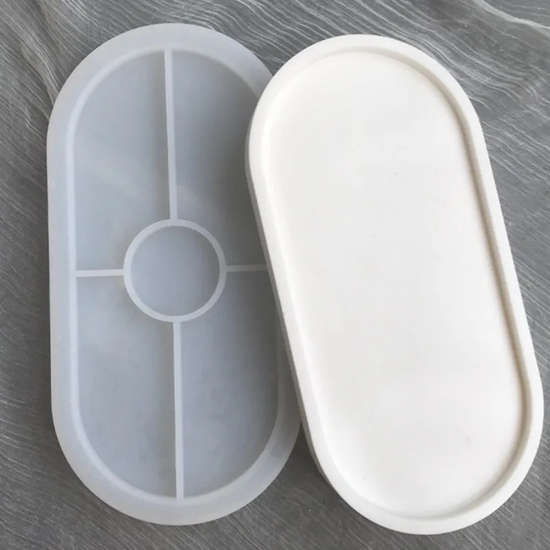 

Oval thickened plate DIY silicone mold tray mirror storage box mold fruit and vegetable coaster accessories crystal oval glue mo