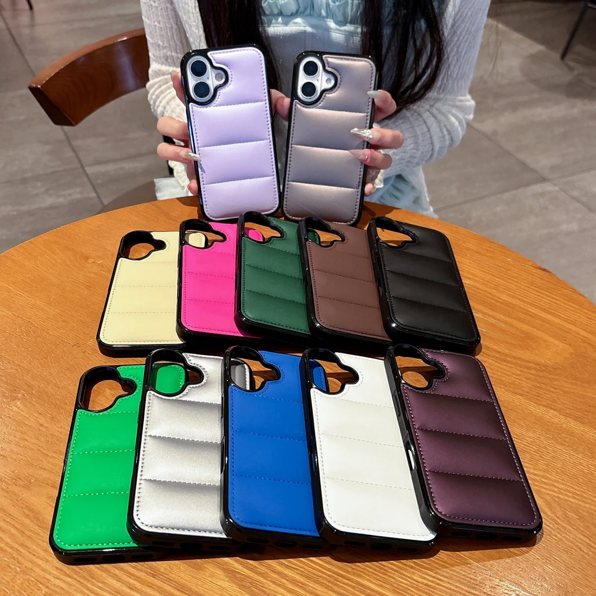 Luxury Liquid Soft Down Jacket Candy Color Case For iPhone 16