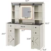 Vanity Desk with Sliding Mirror and Lights, Makeup with Glass Top & Charging Station with 5 Drawers & Shelves, Vanity Table 6