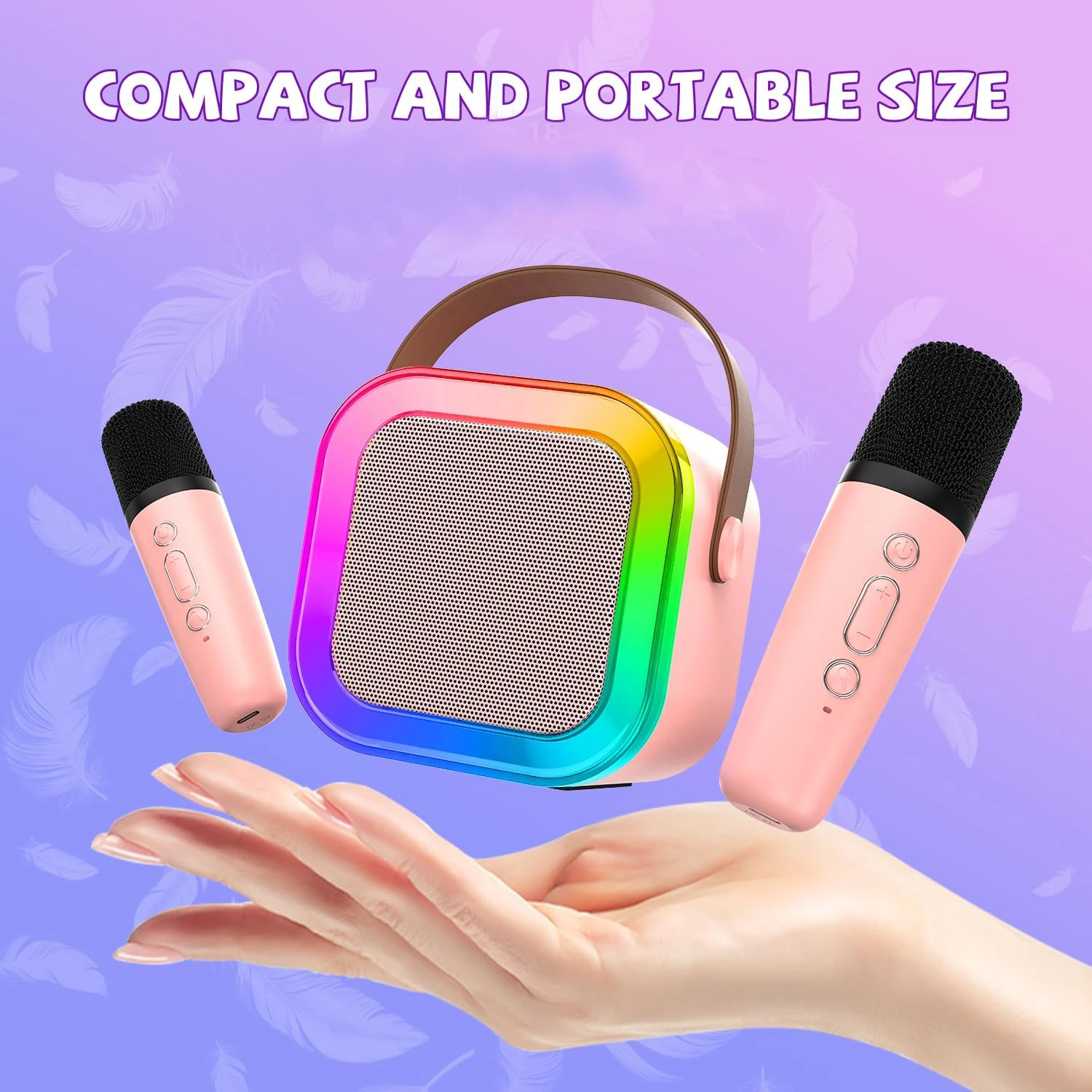 12 Pink Mini Machine, The Best Christmas Birthday Gift, Bluetooth Speaker With Wireless Microphone Player, Multiple_voghion.com