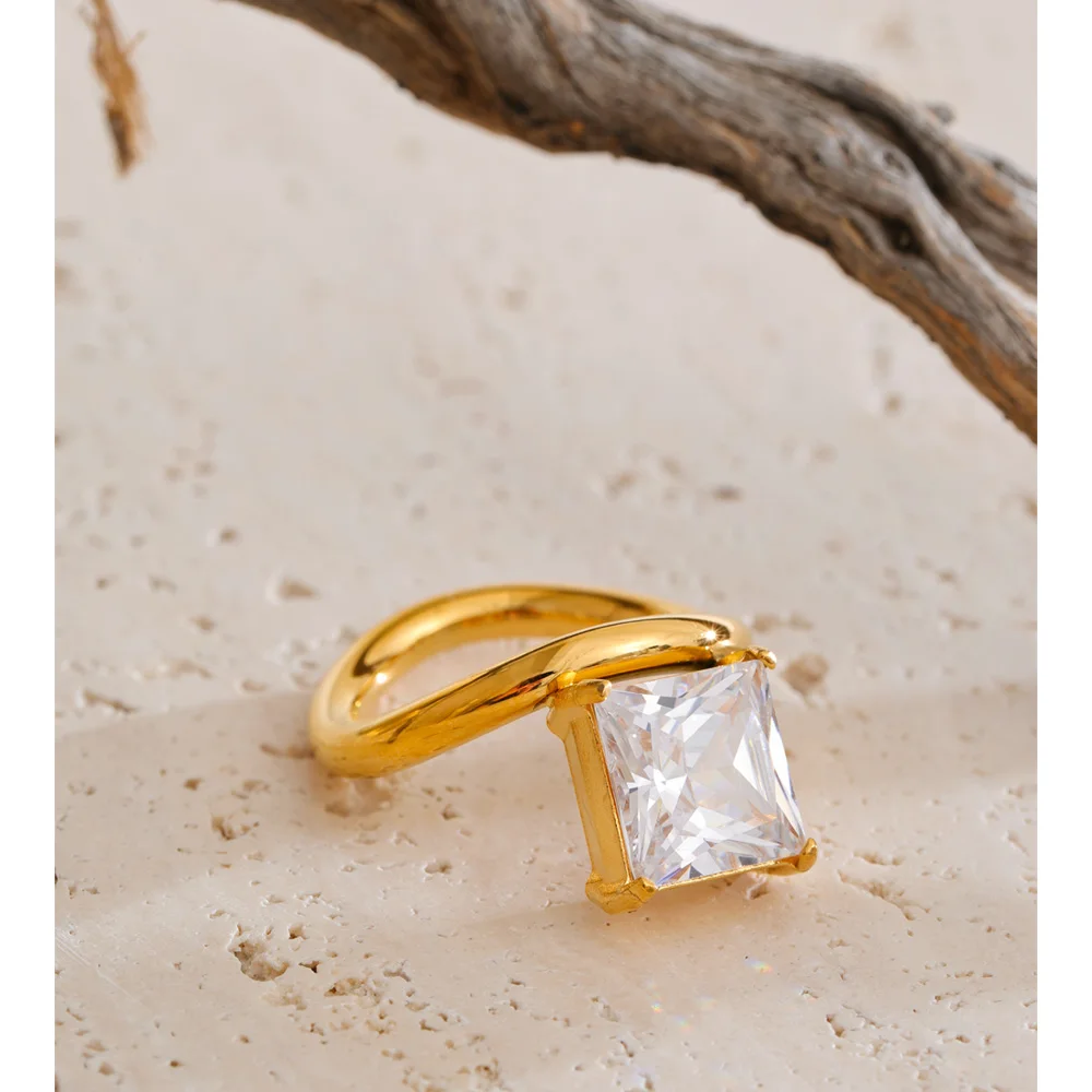 Yhpup Size 678 Cubic Zirconia Golden Ring