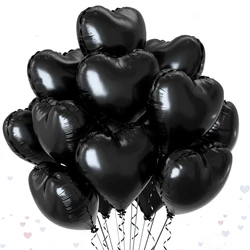 10 - Pack Rose Red & Pink Heart Foil Balloons for Romantic Celebrations (Metallic black)
