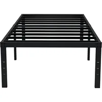 18 inch double bed frame without springs, heavy-duty high metal double bed frame, noise free, easy to assemble, black 1
