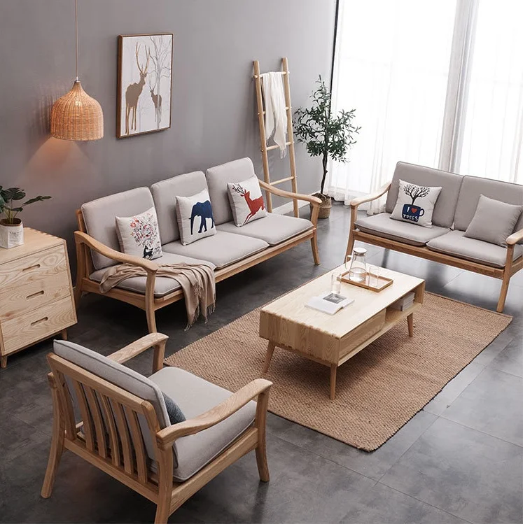 

Modern Design Solid Ash Wood Frame Leisure Sofa Chair Sofa And Sofa Set For Apartment Living Room