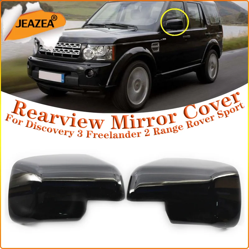 Jeazea Rearview Mirror Covers Caps Black Chromed Wing Side For Land