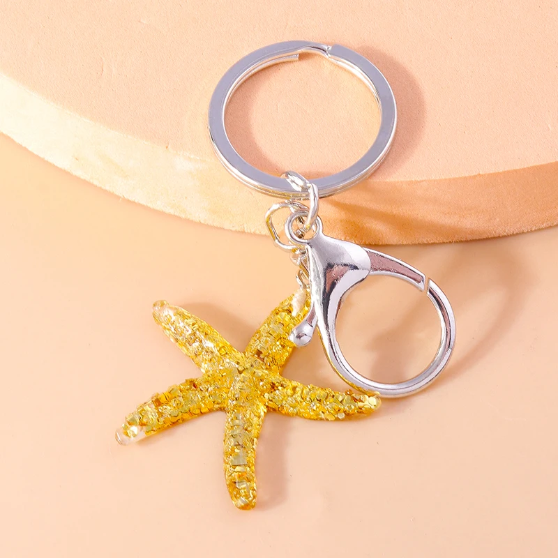 Hübsche Strand Muschel Seestern Schlüssel bund für Frauen Mädchen Meeres leben Schlüssel ring Anhänger Auto Schlüssel halter Handtasche Dekor Schmuck Geschenke – Detail 12