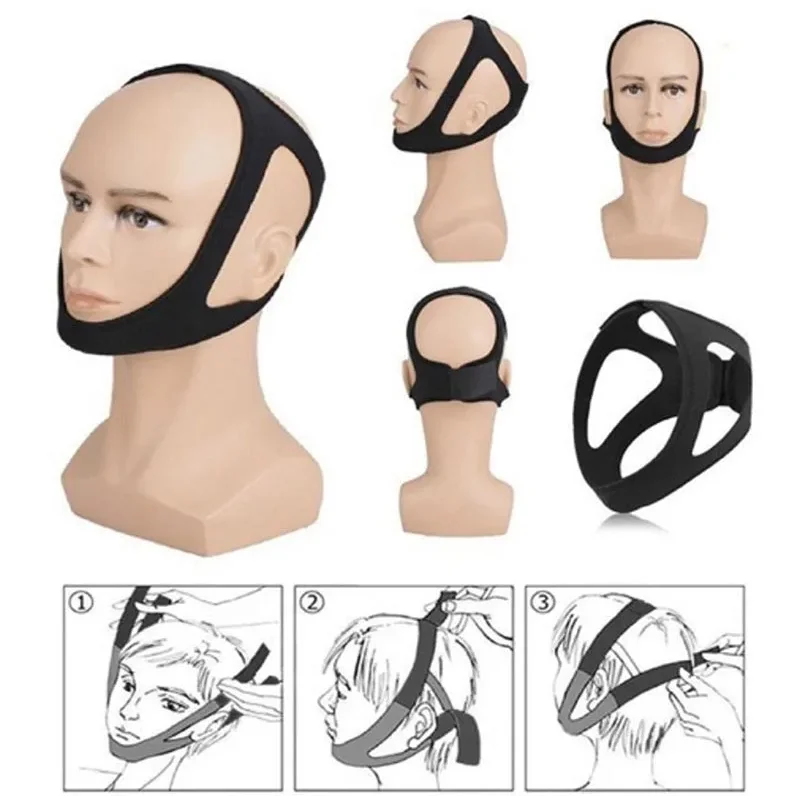 Anti-Sweat Black Gear with Anti-Snoring Mouth Breathing Correction Strap for Enhanced Sleep Support People's