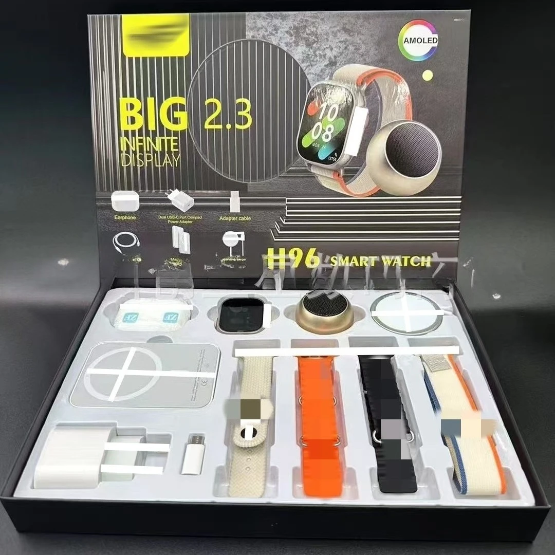 H96 Smart Watch Men's Multi functional Long endurance Bluetooth Earphones Six piece Set New Sport Heart Rate and Blood Pressure
