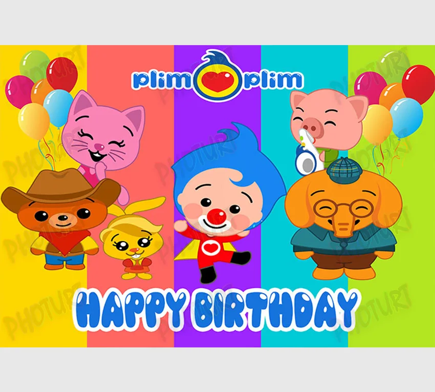 Cute Cartoon Plim Plim Round Backdrops Kids Boys 1st Birthday Party Circle  Backgrounds Customized Photo Studio - AliExpress