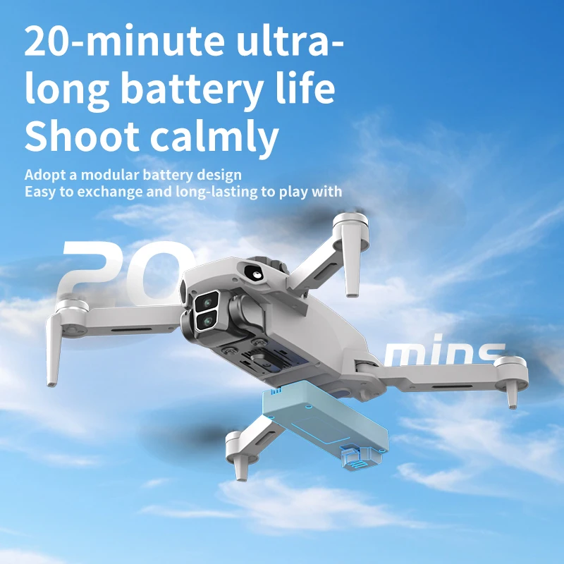 Drone L106-1PRO GPS 4K en action dans le ciel, portée 3km et autonomie 20 minutes