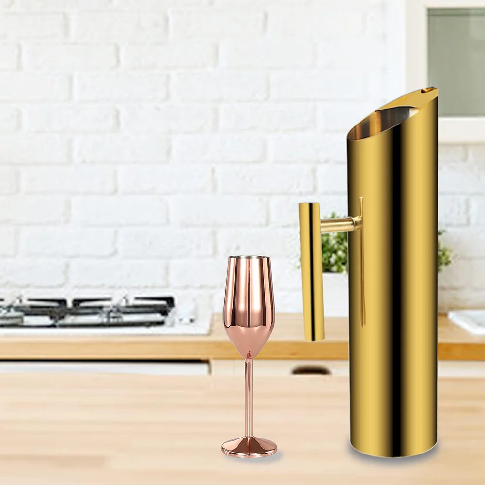 1.5/2L Gold Juice Pot Large Capacity Stainless Steel Modern Drinks Pitcher Red Wine Divider Container for Home Restaurant Bar