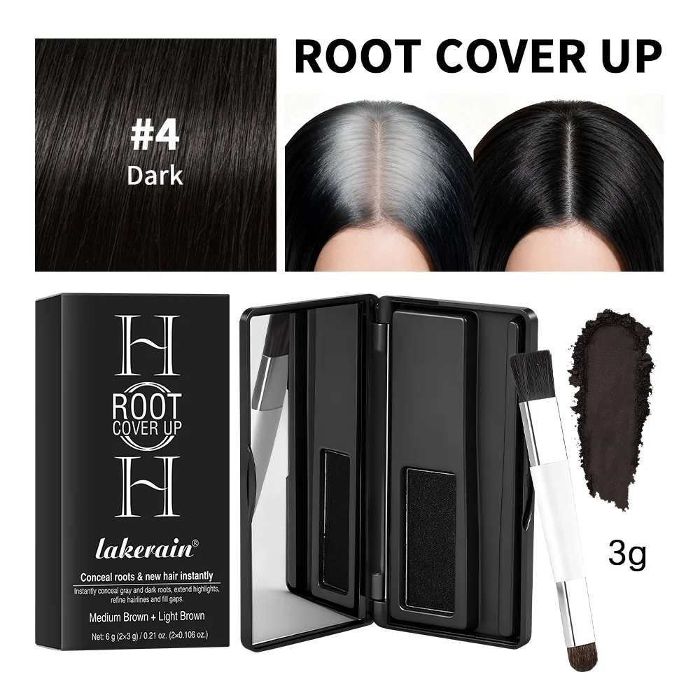 Lakerain raiz cover-up paleta de corretivo de linha fina natural realista pó de contorno para cobertura de cabelo natural