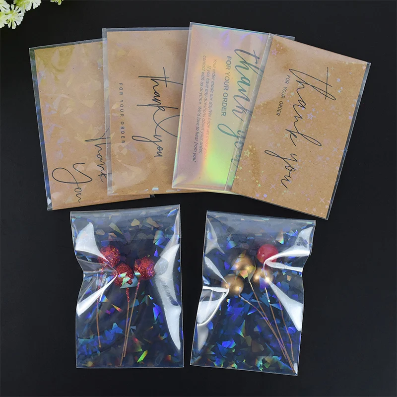Description Picture 3 of item20pcs Laser Flash OPP Plastic Bags Self-adhesive Jewelry Candy Gift Packaging Bags Wedding Birtday Party Favors Decor Supplies