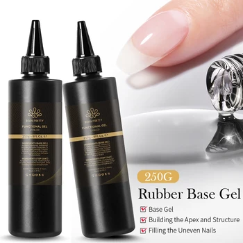 BORN PRETT 250g Clear Milky White Rubber Base Gel Nail Polish Jelly Nude Pink Transparent Soak Off UV Construction Gel Manicure 1