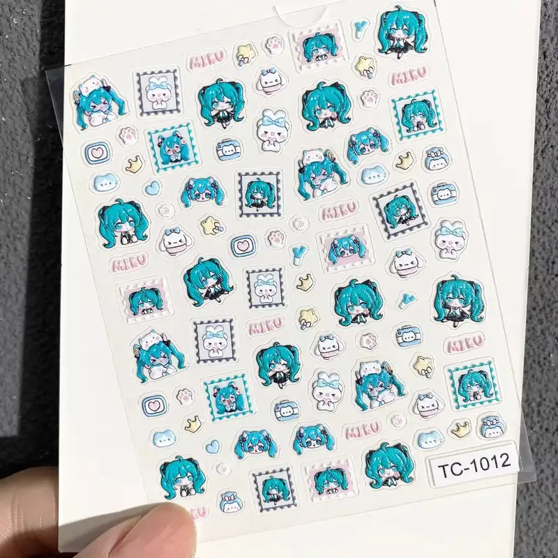 Hatsune Miku Relief Nail Stickers Hatsune Miku Project DIVA Anime Peripheral Creativity Three-dimensional Phone Case Diy Decal - Image 7