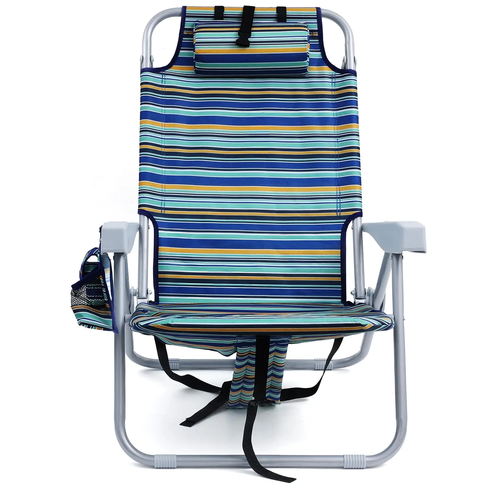 

Folding Beach Chair with 4 Positions, Heavy Duty Beach Chair with Large Cooler Pouch Support to 350LBS (Blue&Cyan&Yellow)