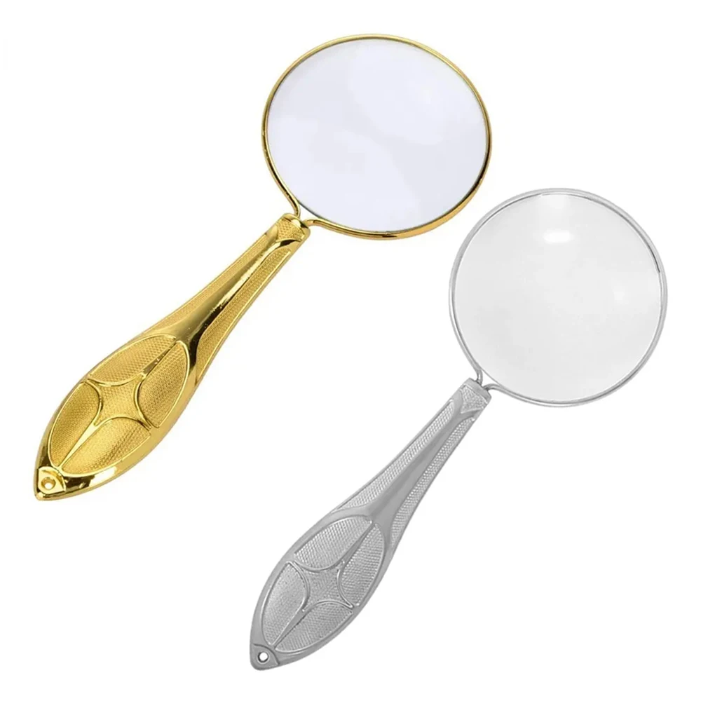 

Portable Magnifier Retro Style Gold Silver Edge Handheld Reading Magnifying Glasses 5X 45Mm Metal Jewelry Loupe Inspection Tool